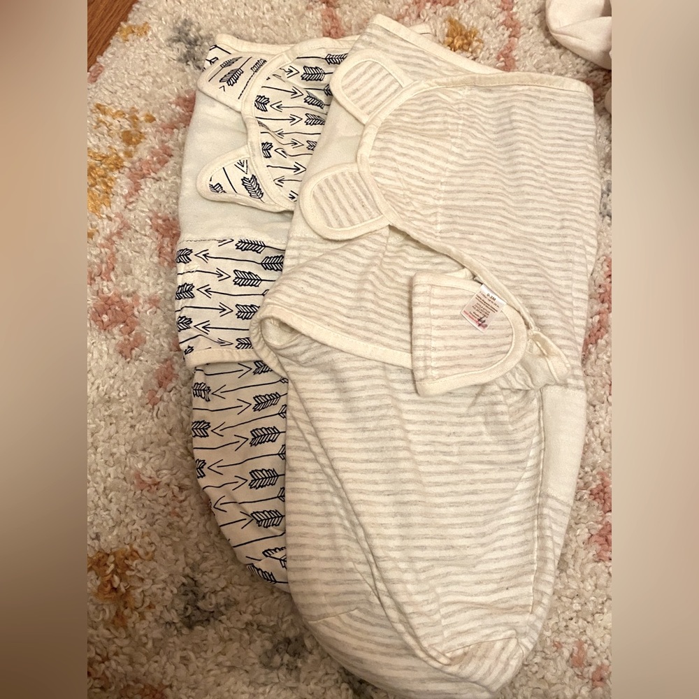 Baby Organic Cotton Swaddle Wraps with Velcro